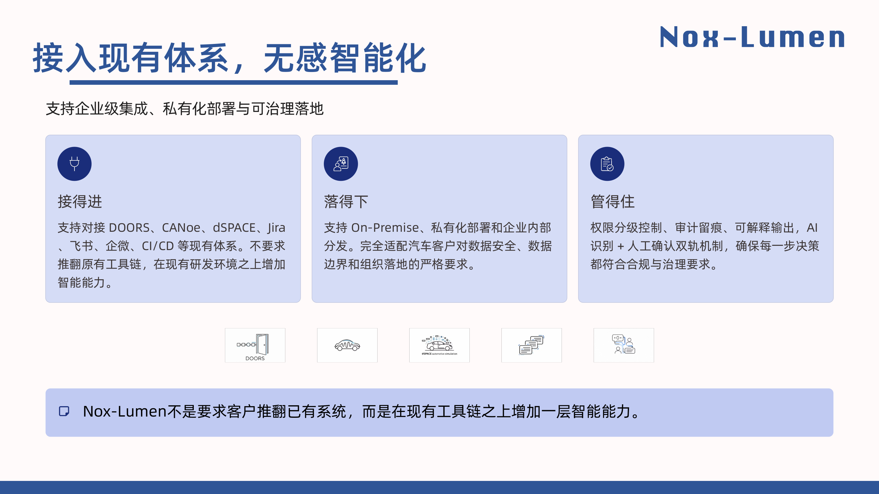 接入现有体系 - 接得进 / 落得下 / 管得住